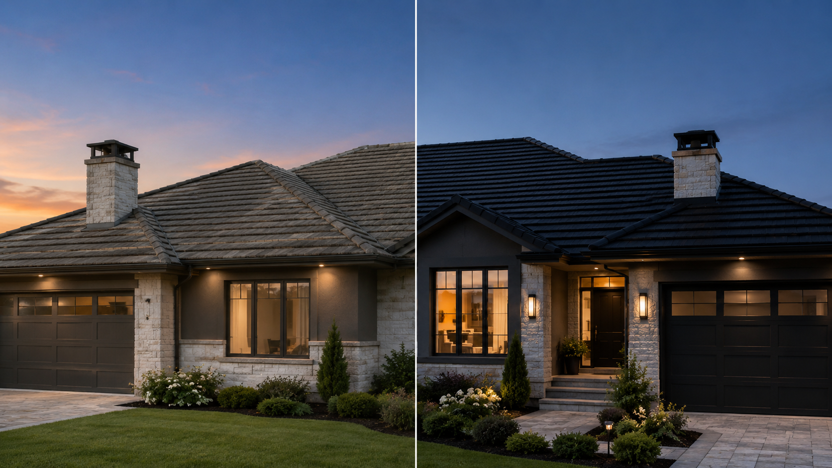 Before-and-after of cleared gutters on Mildura home